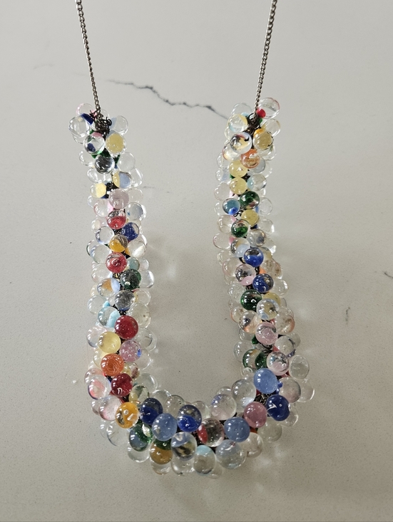 Murano Jewelry - Vintage MCM Murano Art Glass Color Shifting Pools Light Statement Necklace 24"